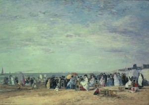 「トルーヴィルの浜」（1867年）ウジェーヌ・ブーダン