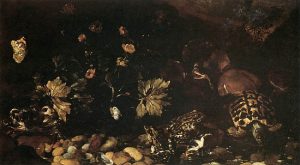 「蛇と蛙、亀、トカゲの静物」（17世紀頃）パオロ・ポルポラ