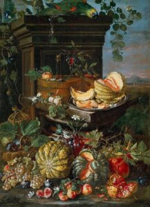 「花と果物の静物」（1654年）パオロ・ポルポラ