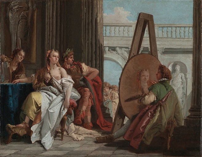 「アレクサンドロス大王とカンパスペを描くアペレス」（1740年頃）ジョヴァンニ・バッティスタ・ティエポロ