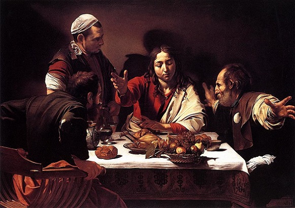 「エマオの晩餐」（1601年）カラヴァッジョ
