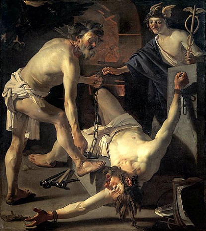 「Prometheus chained by Vulcan」（1623年）Dirck van Baburen