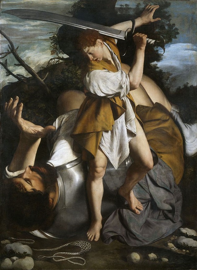 「ダビデとゴリアテ」（1605‐1607年頃）オラツィオ・ジェンティレスキ