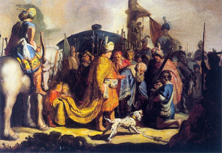 「サウル王にゴリアテの首を献上するダビデ」（1627年）レンブラント・ファン・レイン