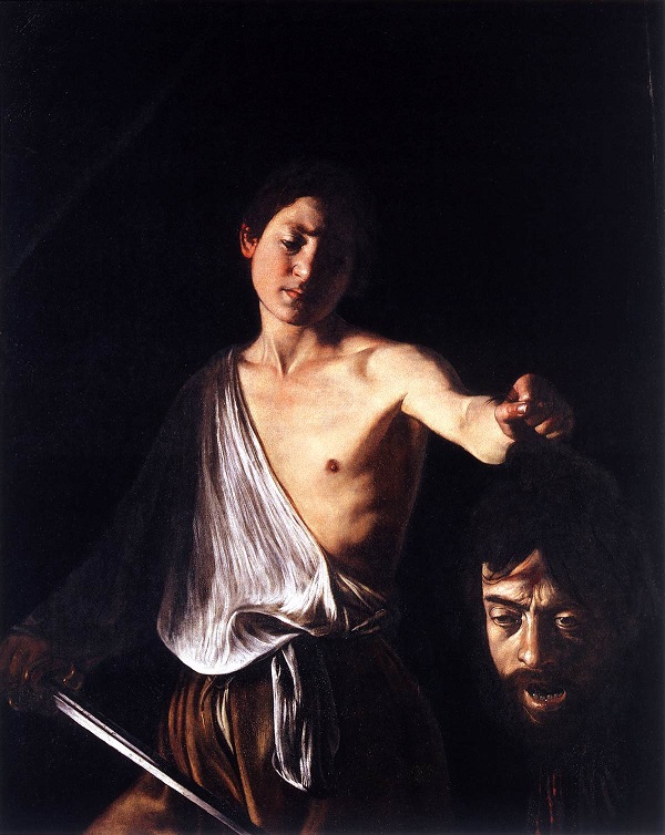 「ゴリアテの首を持つダビデ」（1609‐1610年頃）ミケランジェロ・メリージ・ダ・カラヴァッジョ