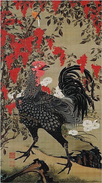 「南天雄鶏図」（1761‐1765年頃）伊藤若冲