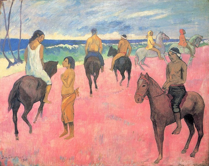 「海辺の騎手たち」（1902年）ポール・ゴーギャン