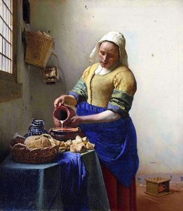 「牛乳を注ぐ女」（1658-1660年）ヨハネス・フェルメール