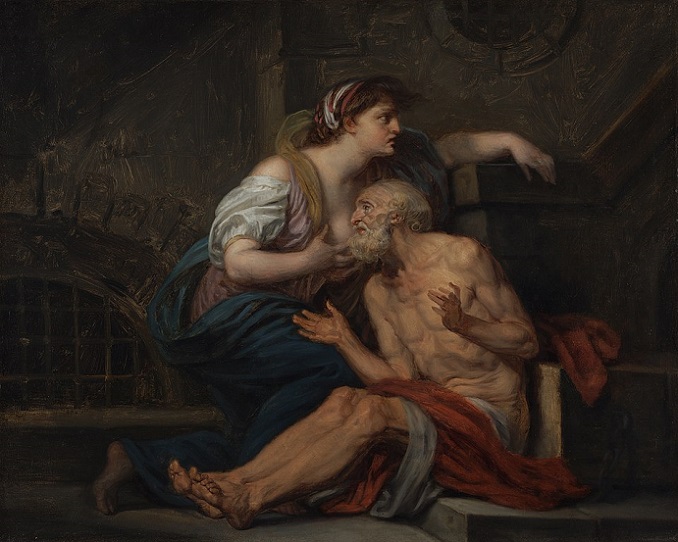 「ローマの慈愛（キモンとペロ）」（1767年頃）ジャン＝バティスト・グルーズ