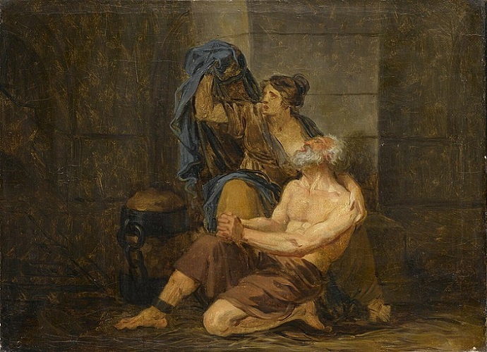 「ローマの慈愛（キモンとペロ）」（1770年）ジャン＝バティスト・グルーズ