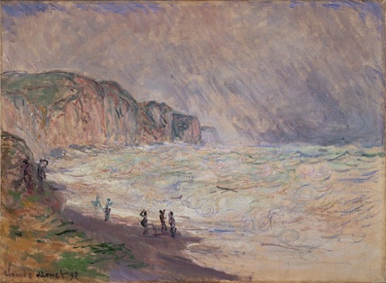 「波立つプールヴィルの海」（1897年）クロード・モネ