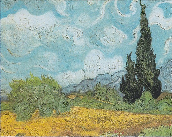 「糸杉のある小麦畑」（1889年）フィンセント・ファン・ゴッホ