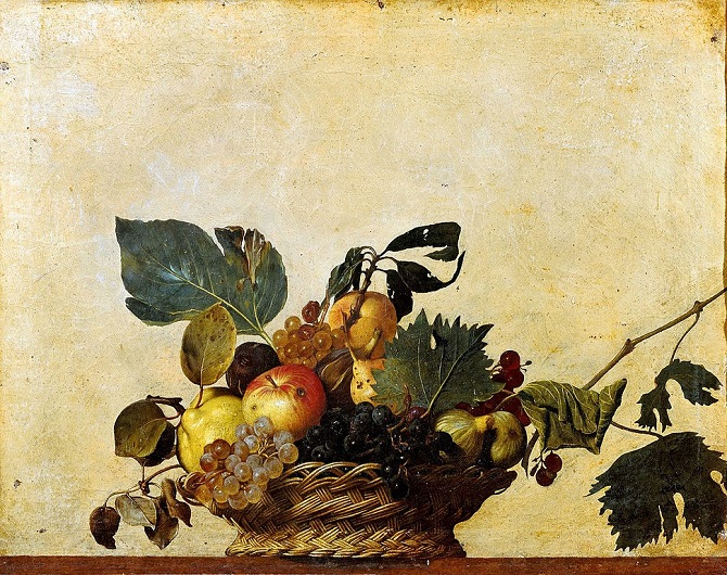 「果物籠」（1595‐1596年）ミョケランジェロ・メリージ・ダ・カラヴァッジョ