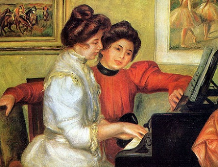「ピアノを弾くイヴォンヌとクリスティーヌ・ルロル」（1897_1898年頃）オーギュスト・ルノワール