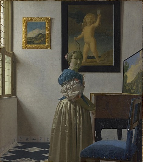 「ヴァージナルの前に立つ女性」（1670-72年頃）ヨハネス・フェルメール