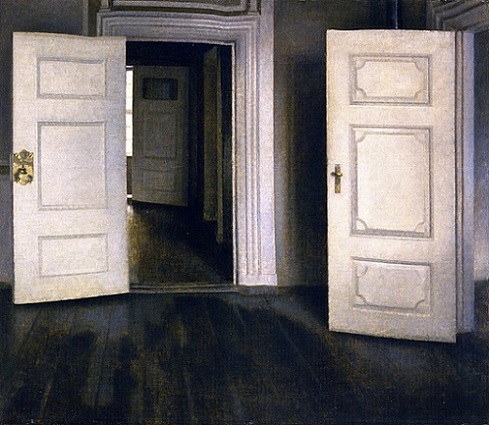 「室内－開いた扉」（1905年）ヴィルヘルム・ハマスホイ