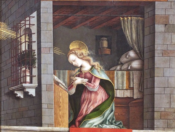 「受胎告知」（1482年）カルロ・クリヴェッリ