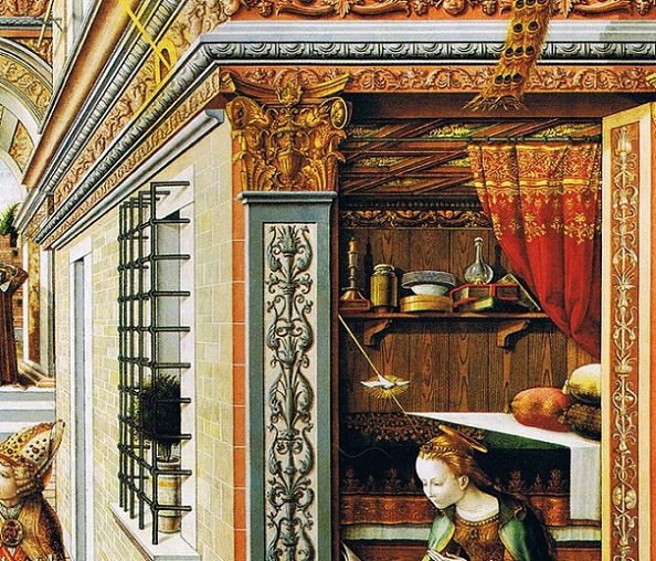 「聖エミディウスを伴う受胎告知（detail）」（1486年）カルロ・クリヴェッリ