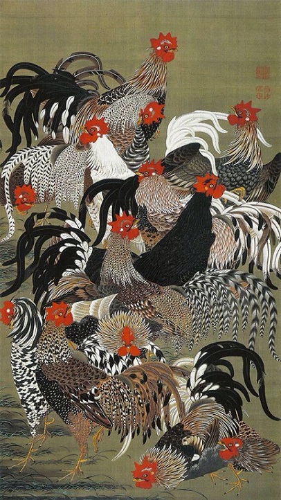 「群鶏図（動植綵絵）」（18世紀頃）伊藤若冲