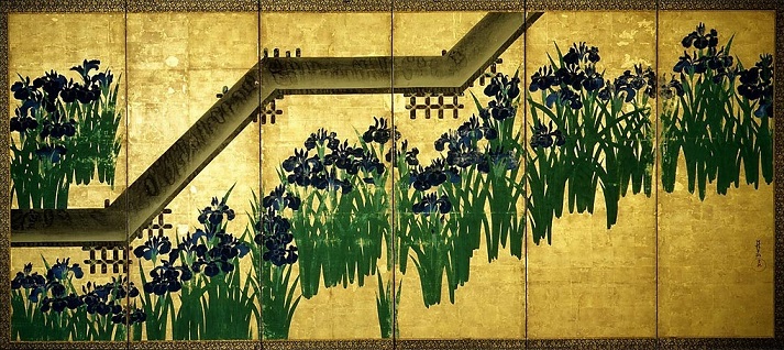 「八橋図（六曲屏風一双）」（江戸時代、18世紀頃）尾形光琳