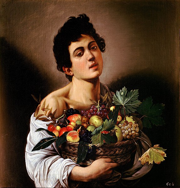 「果物籠を持つ少年」（1593年頃）ミケランジェロ・メリージ・ダ・カラヴァッジョ
