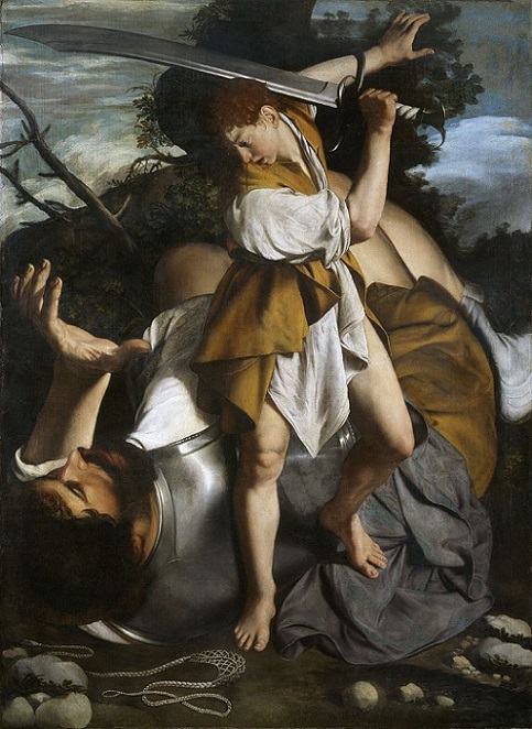 「ダヴィデとゴリアテ」（1605‐07年頃）オラツィオ・ジェンティレスキ