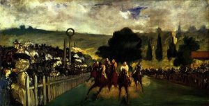 「ロンシャン競馬場」（1867年）エドゥアール・マネ