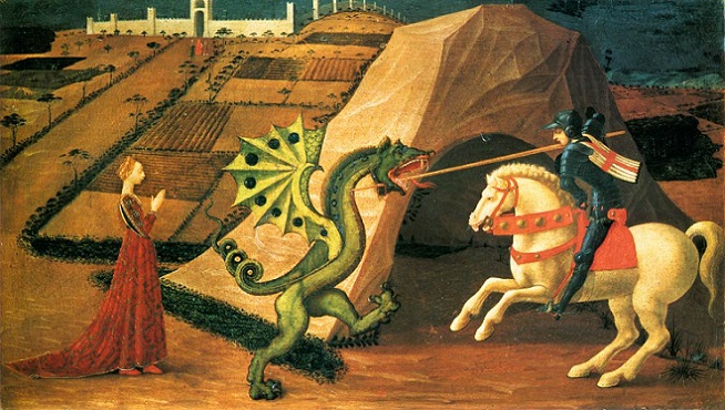 「聖ゲオルギウスと竜」（1458‐1460年頃）パオロ・ウッチェロ