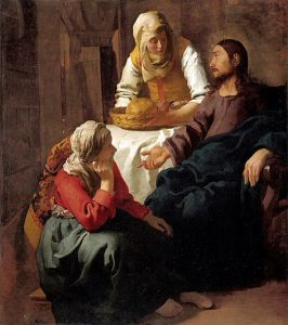 「マルタとマリアの家のキリスト」（1654‐55年頃）ヨハネス・フェルメール