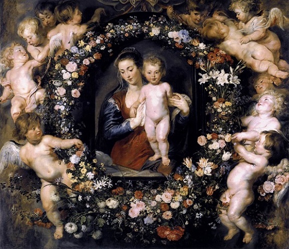 「花環の聖母子」（1620年）ペーテル・パウル・ルーベンス