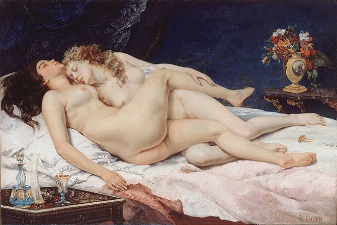「眠り（安逸とぜいたく）」（1866年）ギュスターヴ・クールベ