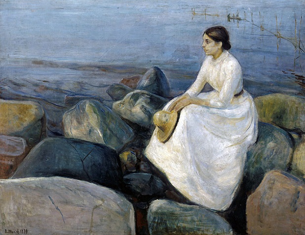 「夏の夜、渚のインゲル」（1889年）エドヴァルド・ムンク