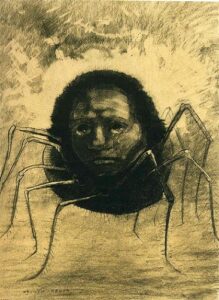 「泣く蜘蛛」（1881年）オディロン・ルドン