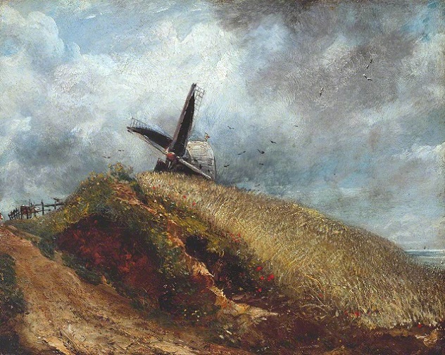 「ブライトン近郊の風車」（1824年）ジョン・コンスタブル