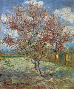「花咲くモモの木」（1888年）フィンセント・ファン・ゴッホ