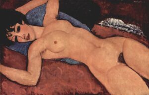 「赤い裸婦」（1917年）アメデオ・モディリアーニ