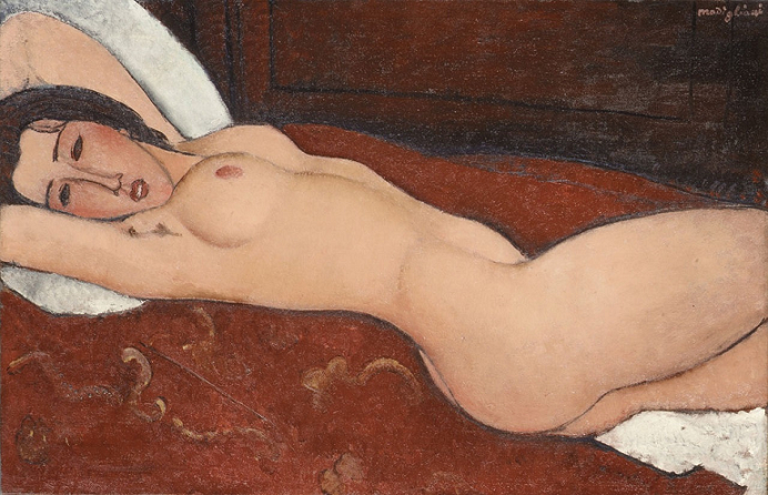 「横になる裸婦」（1917年）アメデオ・モディリアーニ