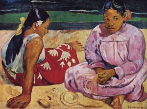 「タヒチの女たち」（1891年）ポール・ゴーギャン