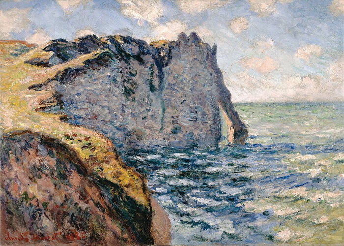 「エトルタ、アヴァルの崖」（1885年）クロード・モネ