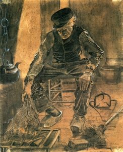 「暖炉の傍にいる老人」（1881年11月）フィンセント・ファン・ゴッホ