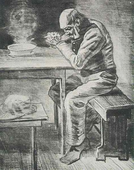 「食事をする前に祈りを捧げる人」（1882年12月）フィンセント・ファン・ゴッホ