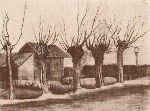 「刈り込んだ柳のある道」（1881年10月）フィンセント・ファン・ゴッホ