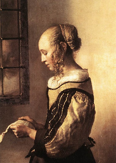 「窓辺で手紙を読む女（detail）」（1657‐59年頃）ヨハネス・フェルメール