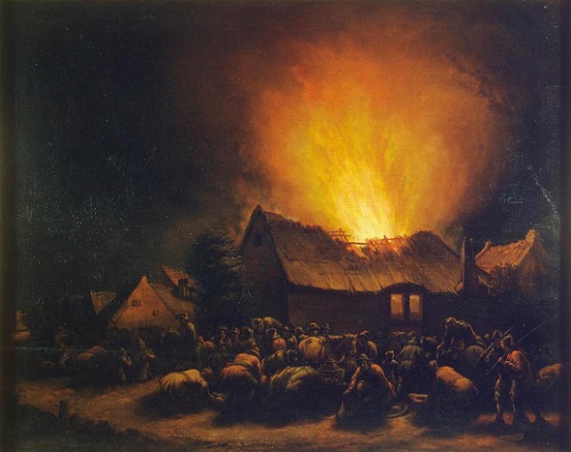 「村の大火」（17世紀中頃）エフベルト・ファン・デル・プール