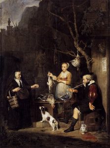 「鳥売りの女」（1662年）ハブリエル・メツー