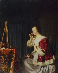 「化粧をする若い女」（1667年）フランス・ファン・ミーリス