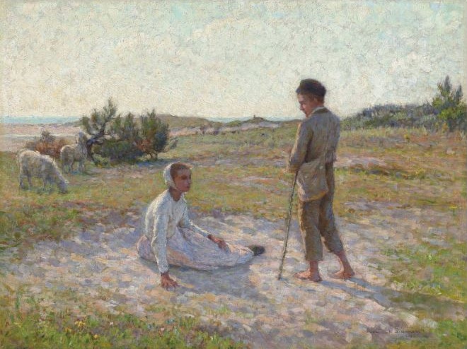 「エタブル、砂地の上」（1888年）アンリ・ル・シダネル