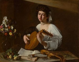 「リュートを弾く若者」（1600年頃）ミケランジェロ・メリージ・ダ・カラヴァッジョ
