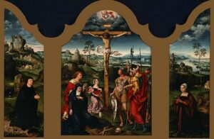 「三連祭壇画：キリスト磔刑」（16世紀前半）ヨース・ファン・クレーフェ