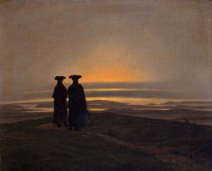「夕景色と2人の男」（1830‐1835年頃）カスパー・ダーヴィト・フリードリヒ
